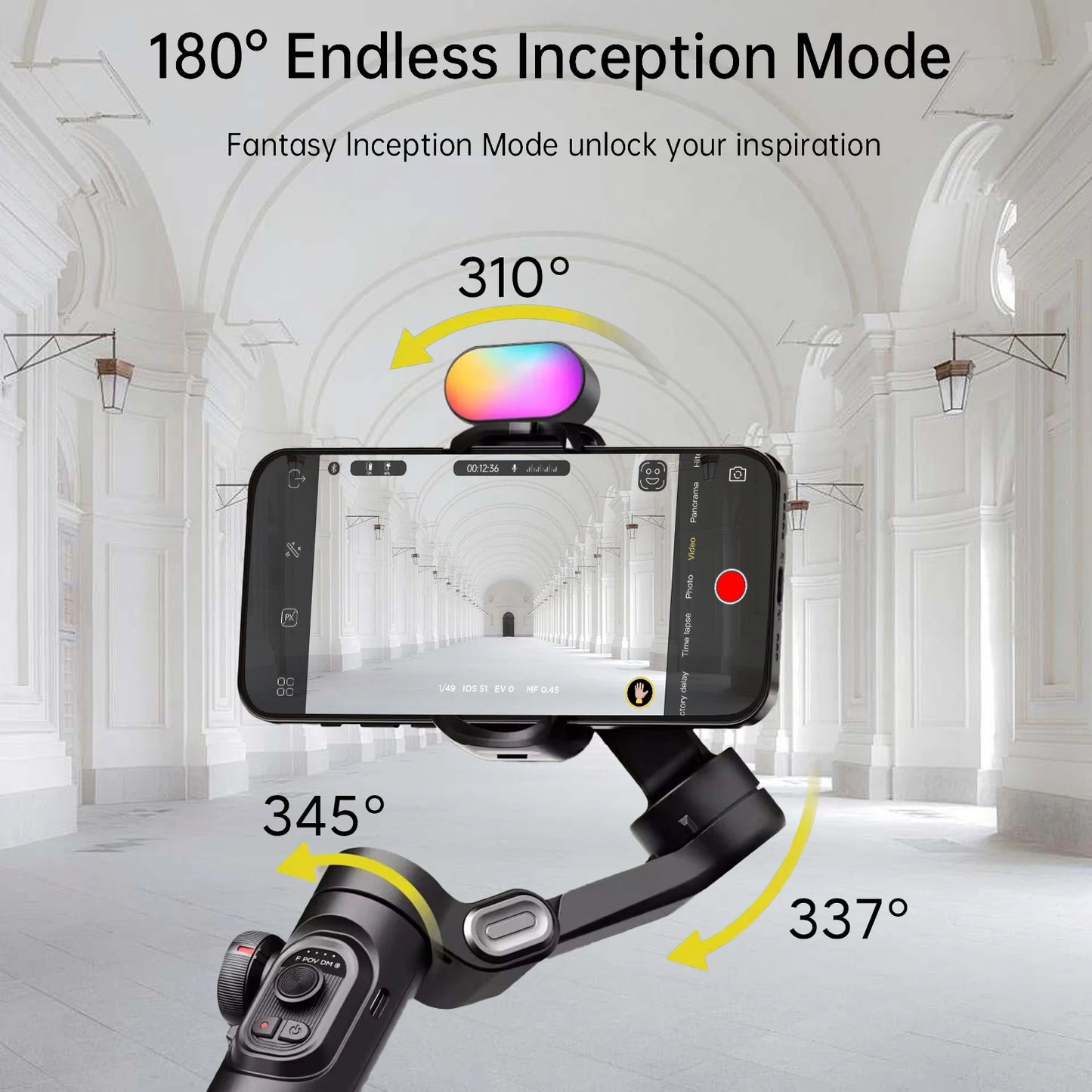 AOCHUAN Smart XE 3-Axis Gimbal Stabilizer — Foldable, Magnetic Mount, Fill Light for iPhone & Android
