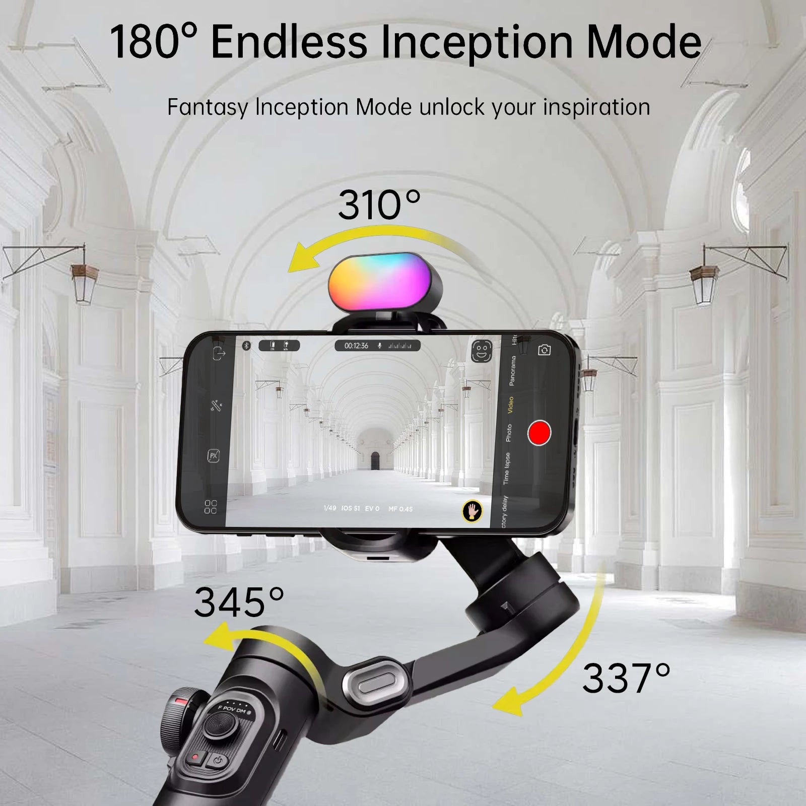 AOCHUAN Smart XE 3-Axis Gimbal Stabilizer — Foldable, Magnetic Mount, Fill Light for iPhone & Android