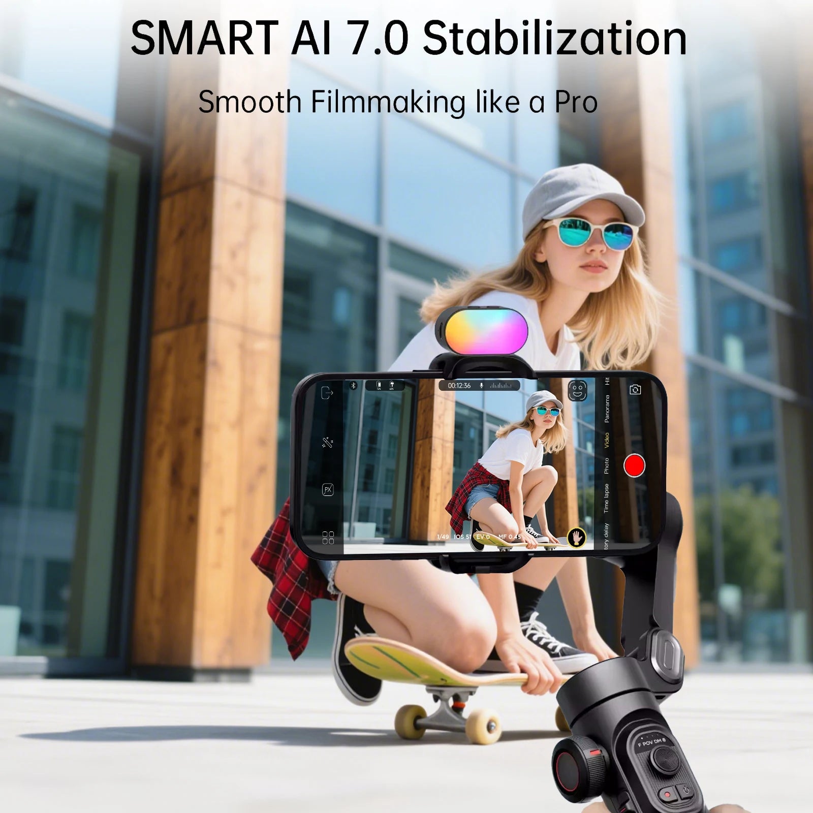 AOCHUAN Smart XE 3-Axis Gimbal Stabilizer — Foldable, Magnetic Mount, Fill Light for iPhone & Android