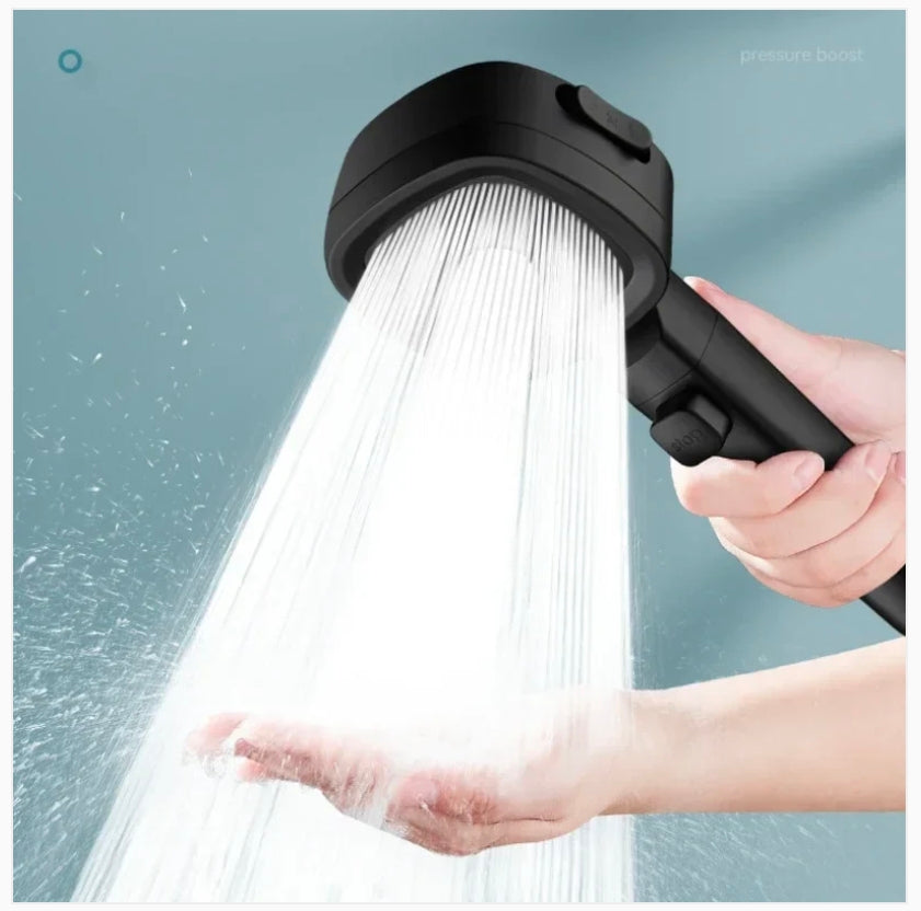 High pressure water-saving shower head in use