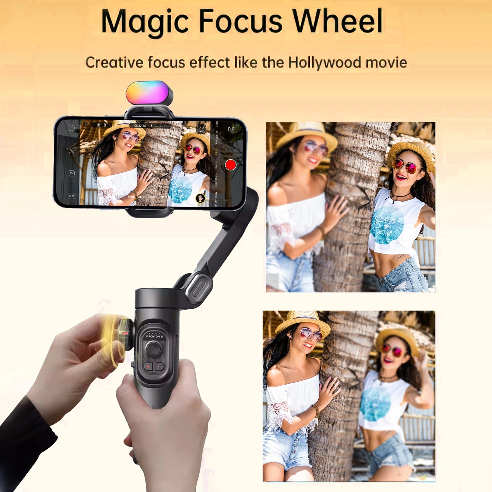 AOCHUAN Smart XE 3-Axis Gimbal Stabilizer — Foldable, Magnetic Mount, Fill Light for iPhone & Android