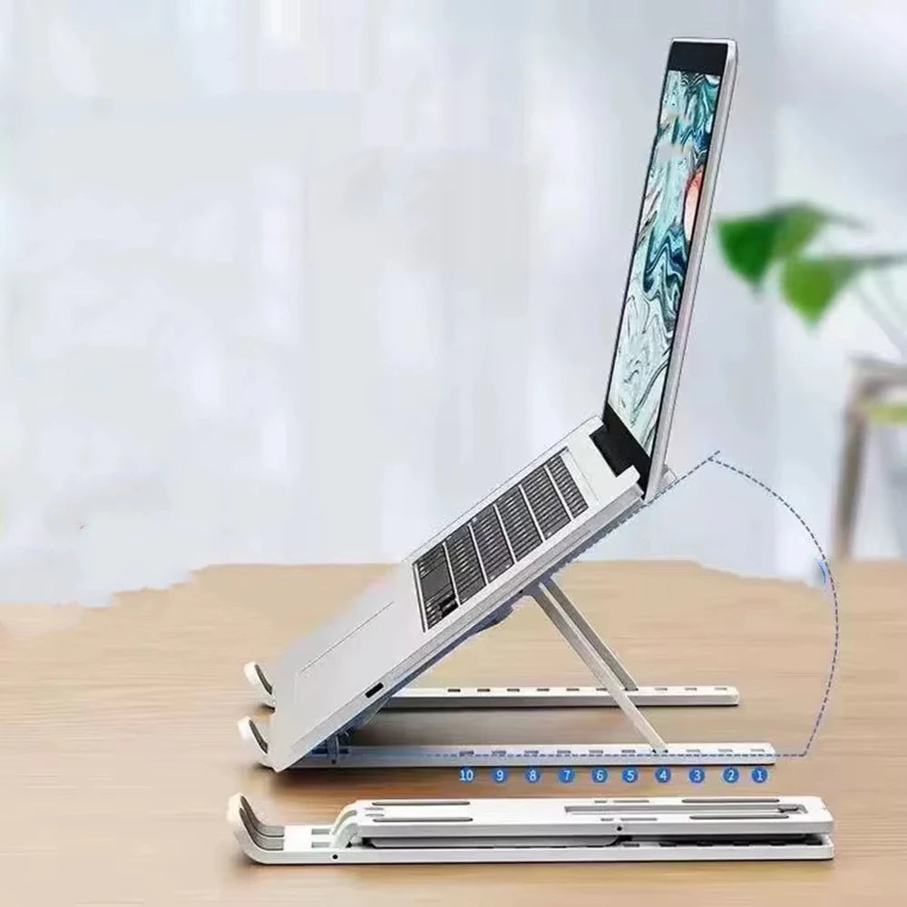 Adjustable Foldable Laptop Stand Portable ABS Plastic Notebook Holder Desktop Riser for Macbook Ipad Tablet